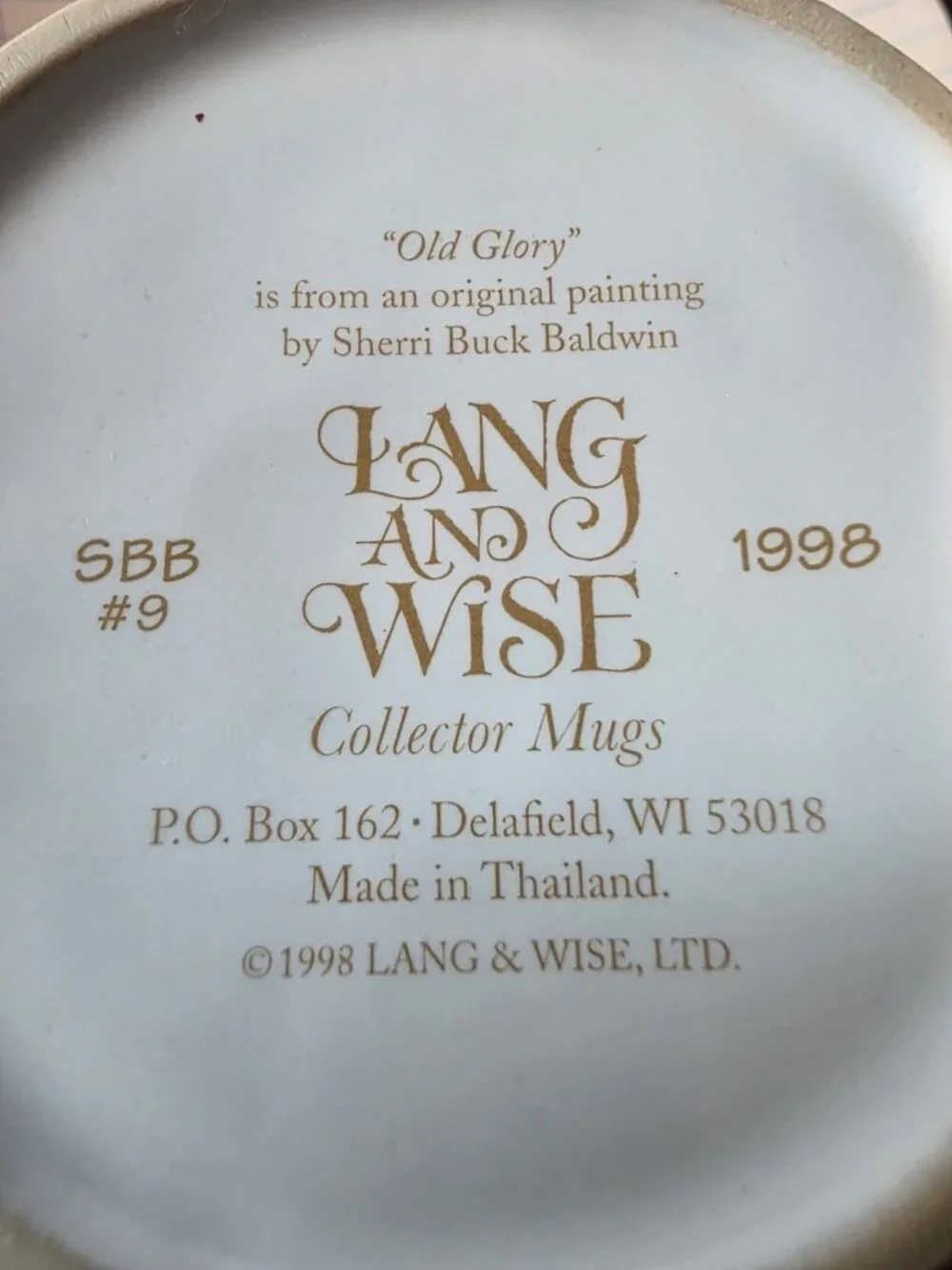 1998 Old Glory for Lang & Wise 10 oz Coffee Tea Cup Mug Patriotic Americana